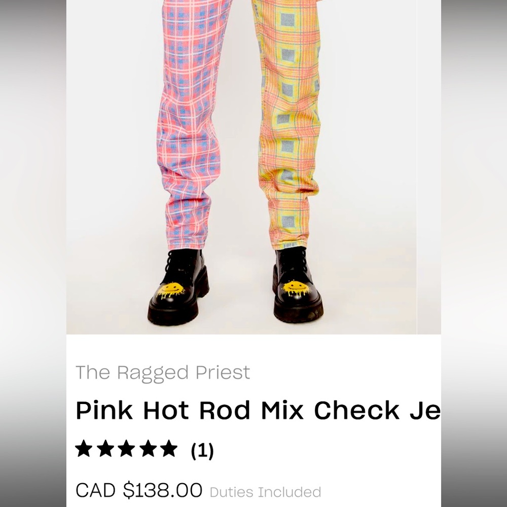 RAGGED Priest • Plaid Split Color Skinny Jeans NWT - Picture 3 of 3